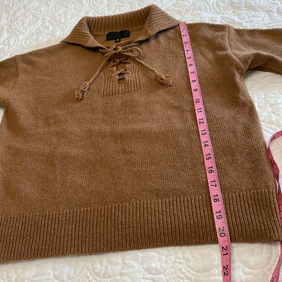 Nili Lotan Gloria Lace Up Wool Sweater Women's XS cognac Brown Minimal neutral - Picture 7 of 8